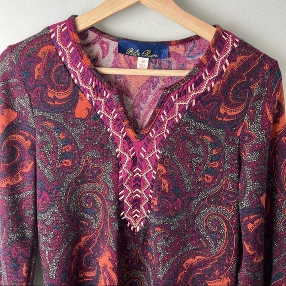 Blue Rain Paisley Long-Sleeve Dress - Picture 3 of 8